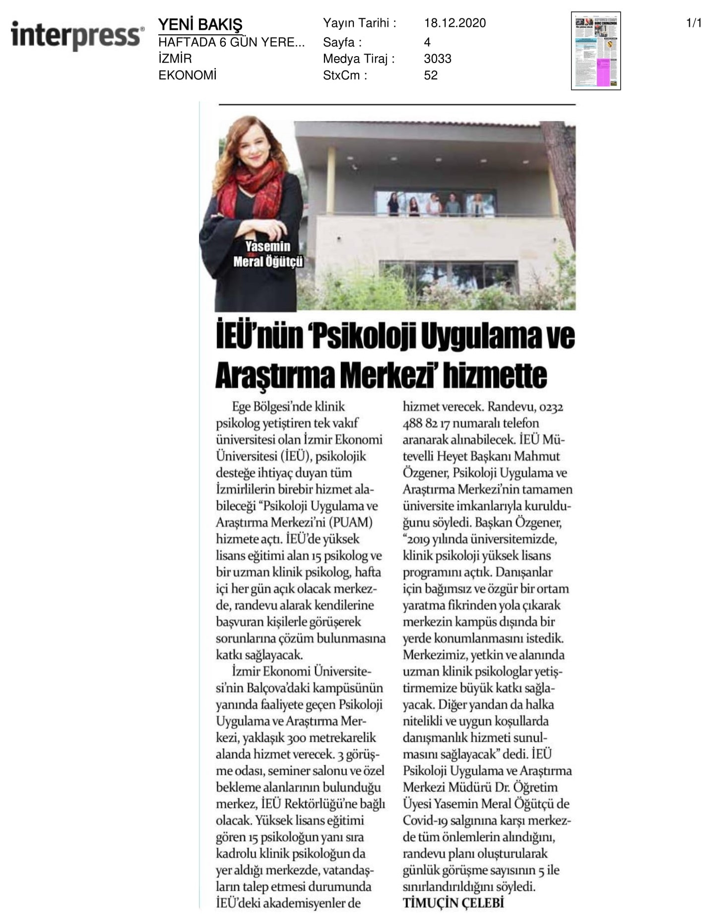 İzmir Ekonomi’den ‘psikolojik’ merkez