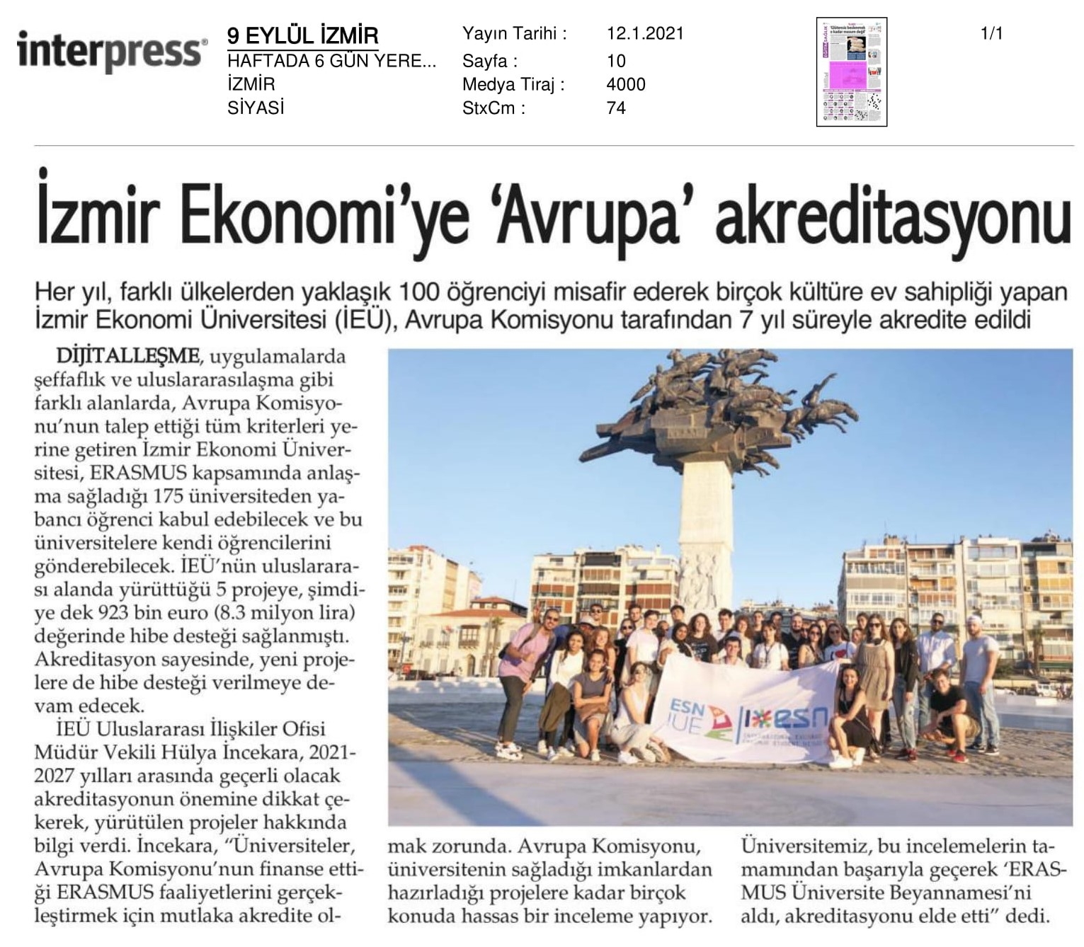 İzmir Ekonomi’ye ‘Avrupa’ akreditasyonu