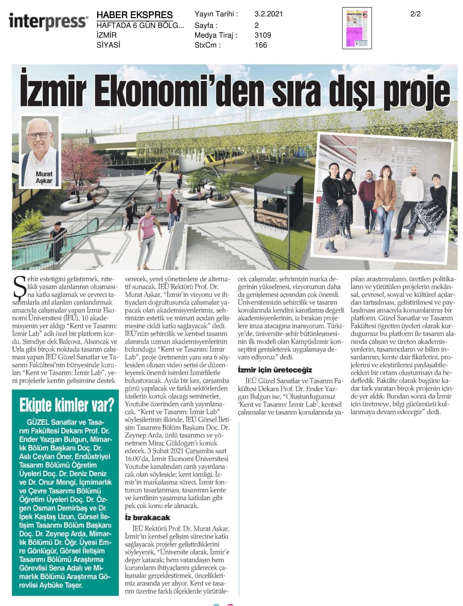 Tasarım ve estetik için ‘Kent ve Tasarım: İzmir Lab’