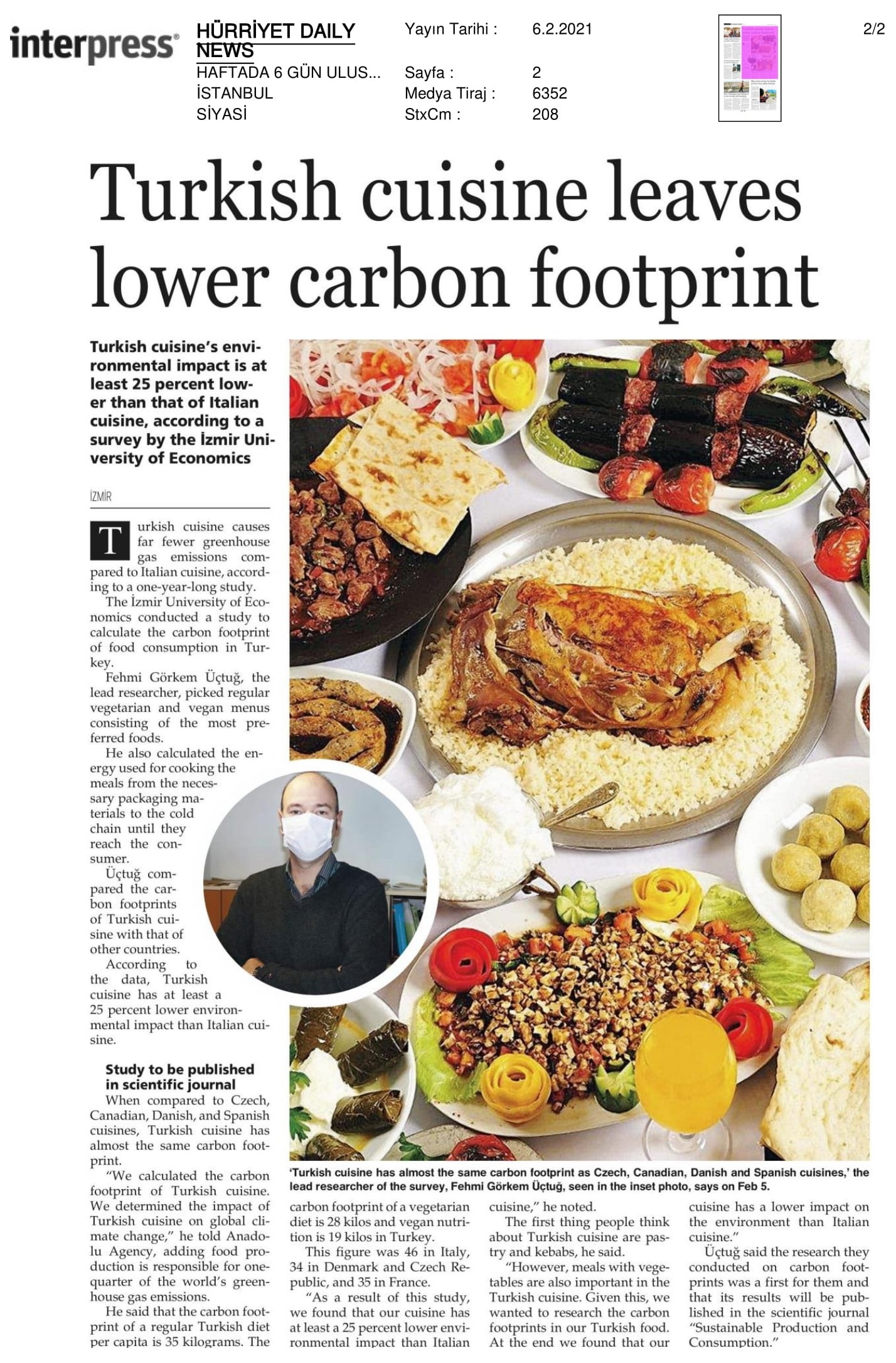 Türk mutfağının karbon ayak izini hesapladı