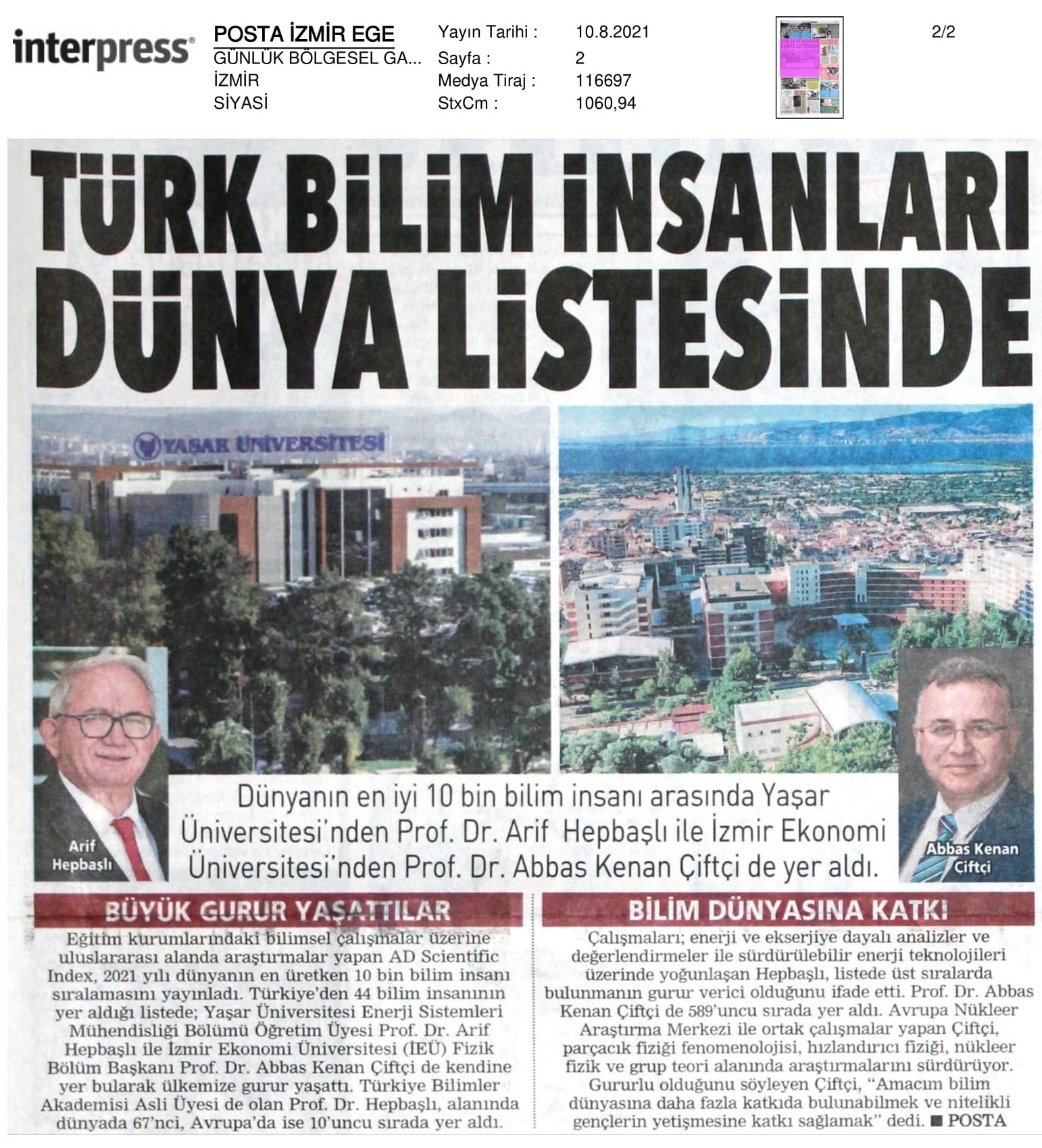 İzmir Ekonomili profesör ‘dünya listesi’nde