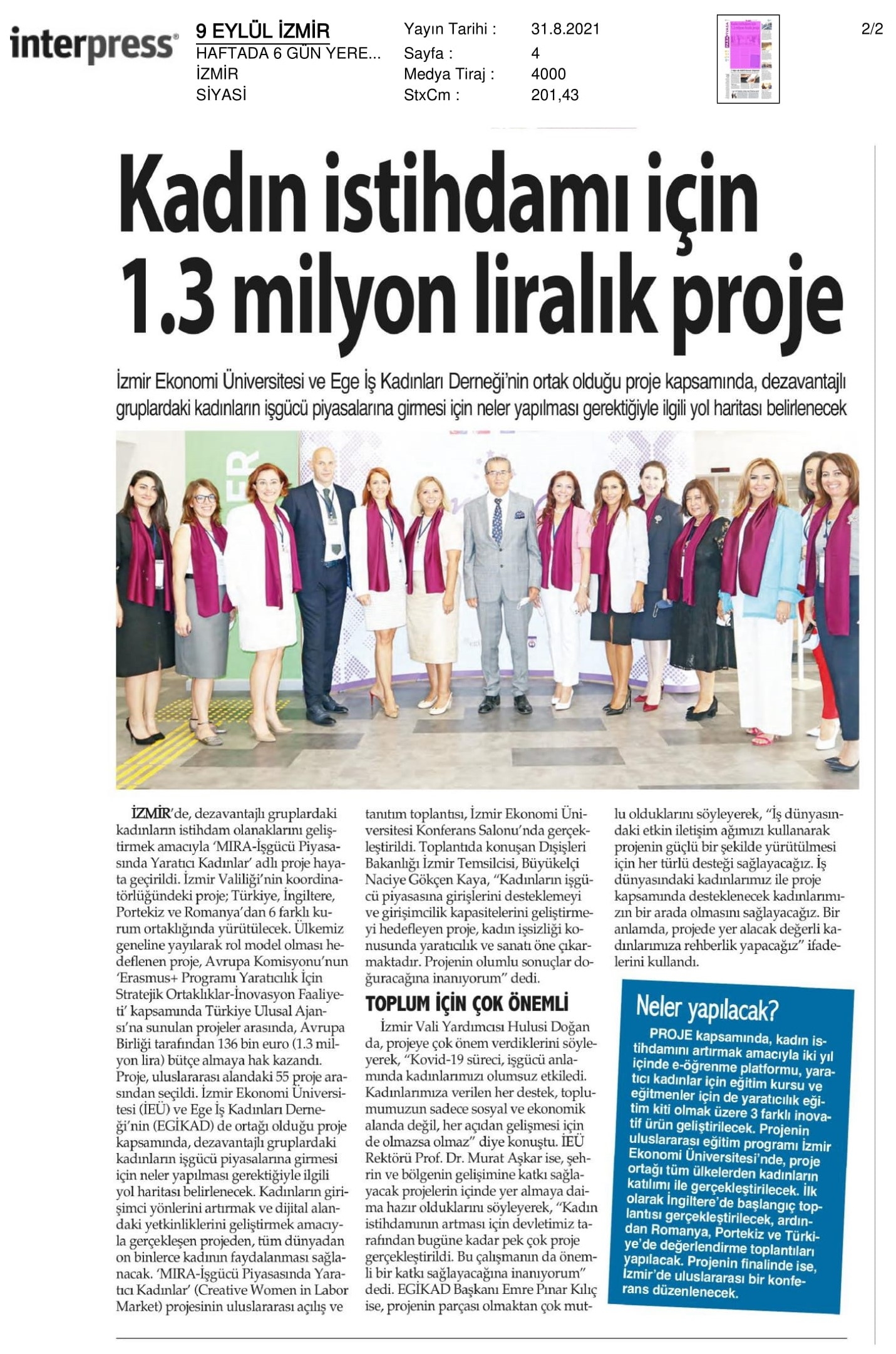 Kadın istihdamı için ‘1.3 milyon liralık’ proje
