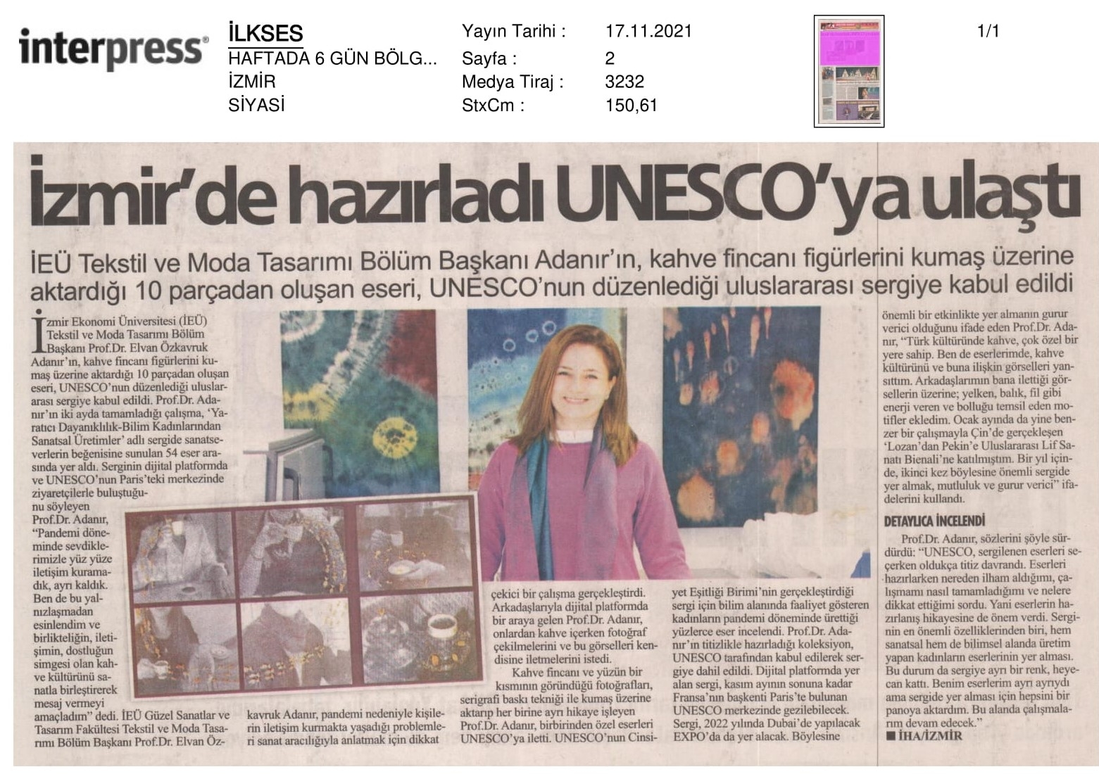 İzmir’de hazırladı, UNESCO’ya ulaştı