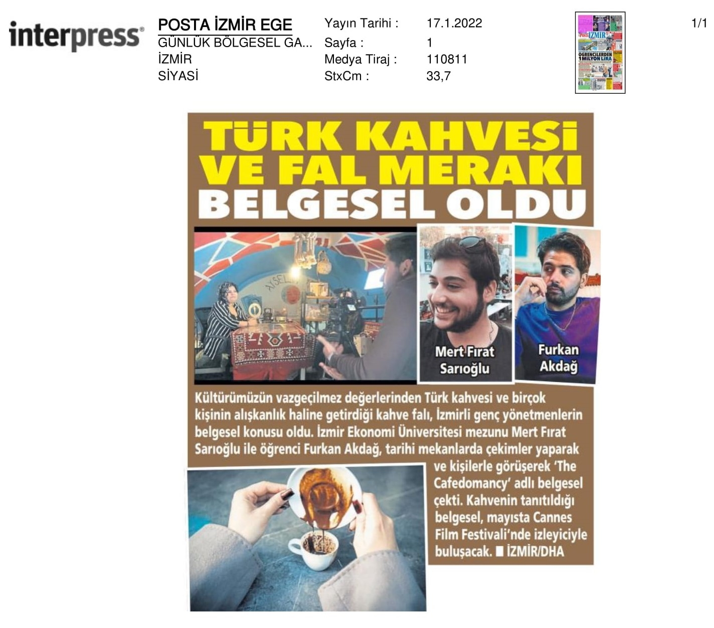 ‘Türk kahvesi’ ve ‘fal merakı’ belgesel oldu
