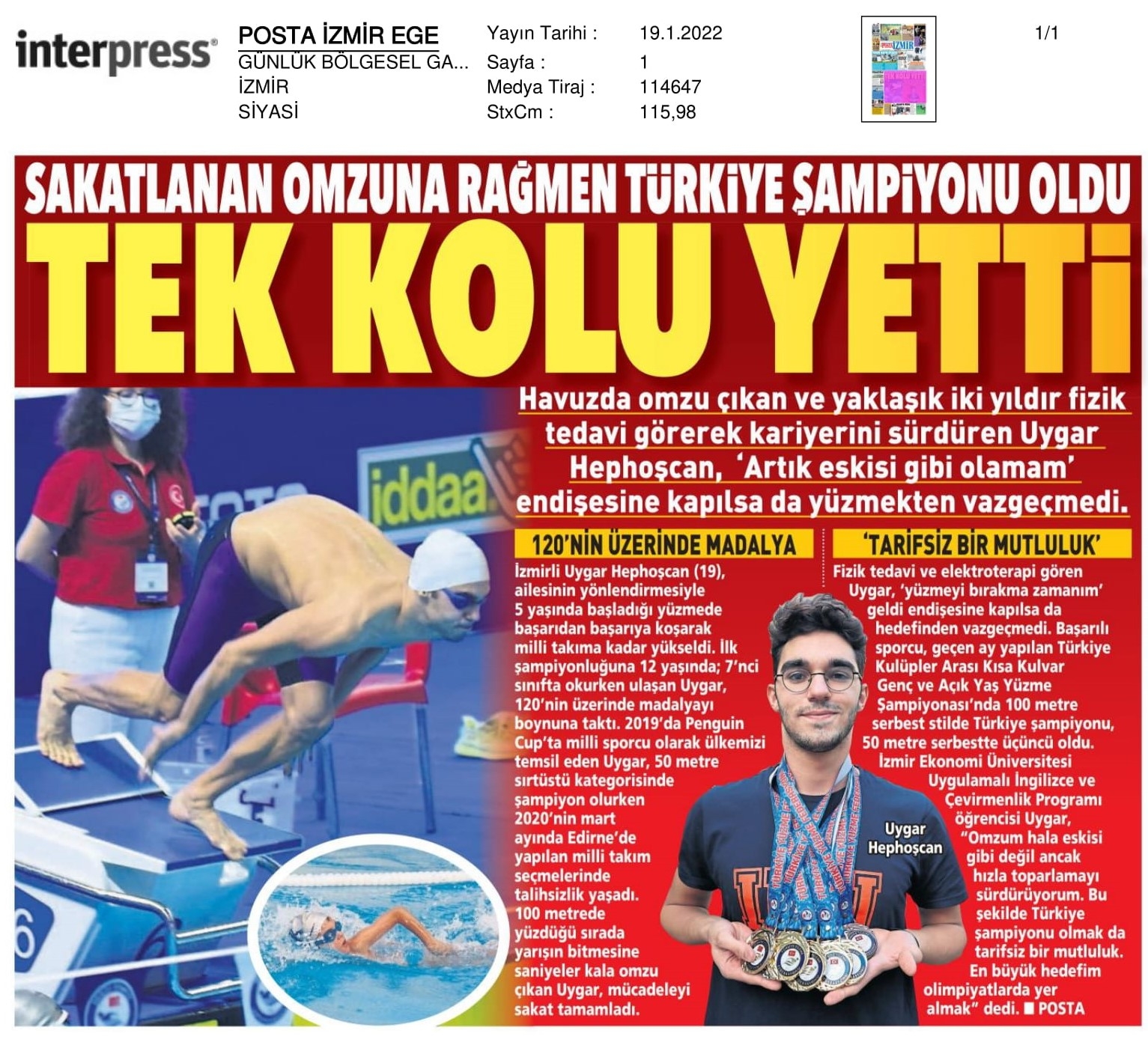 Sakat omuzla Türkiye şampiyonu oldu