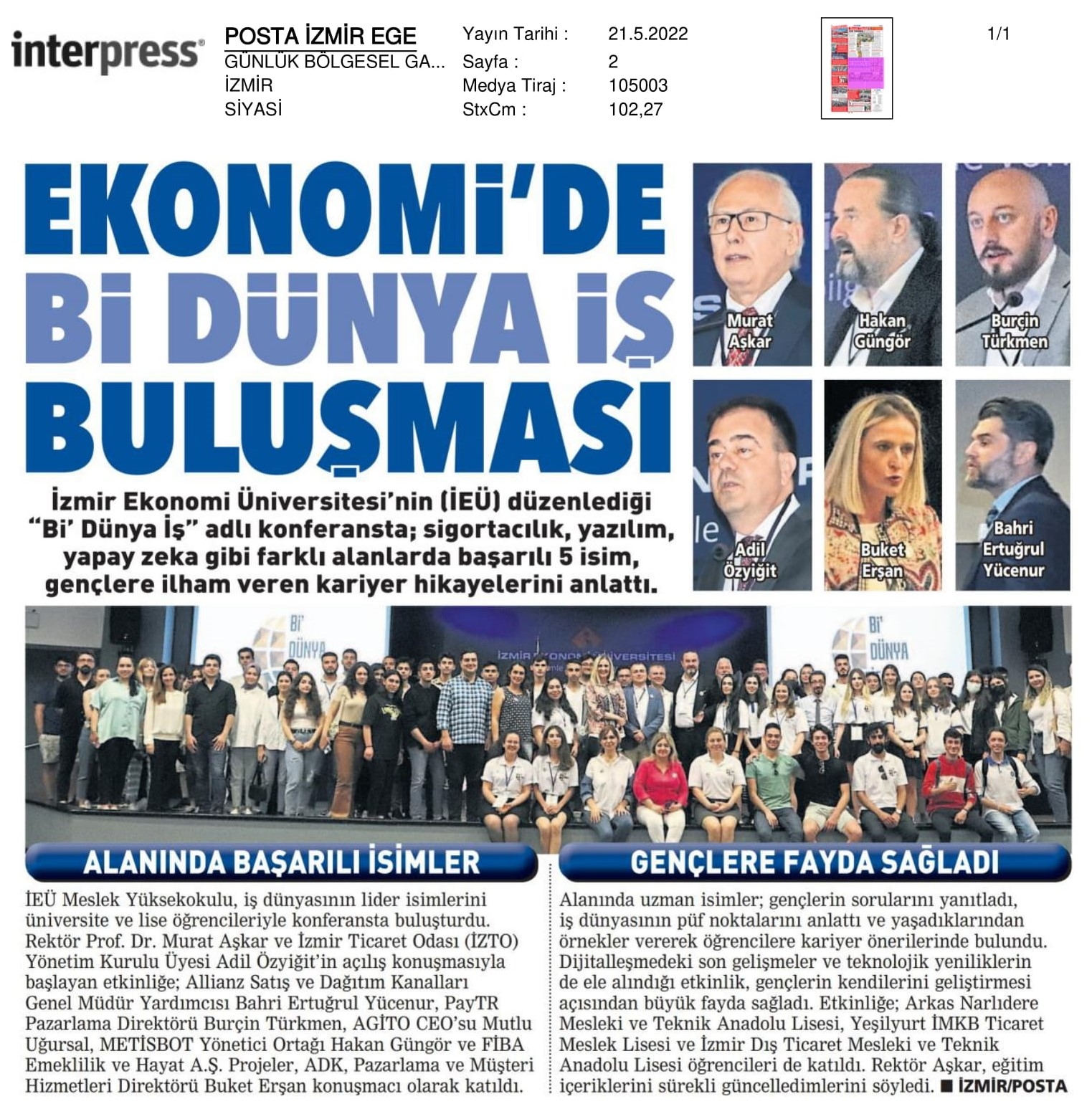 İzmir Ekonomi’de ‘Bi Dünya İş’ buluşması