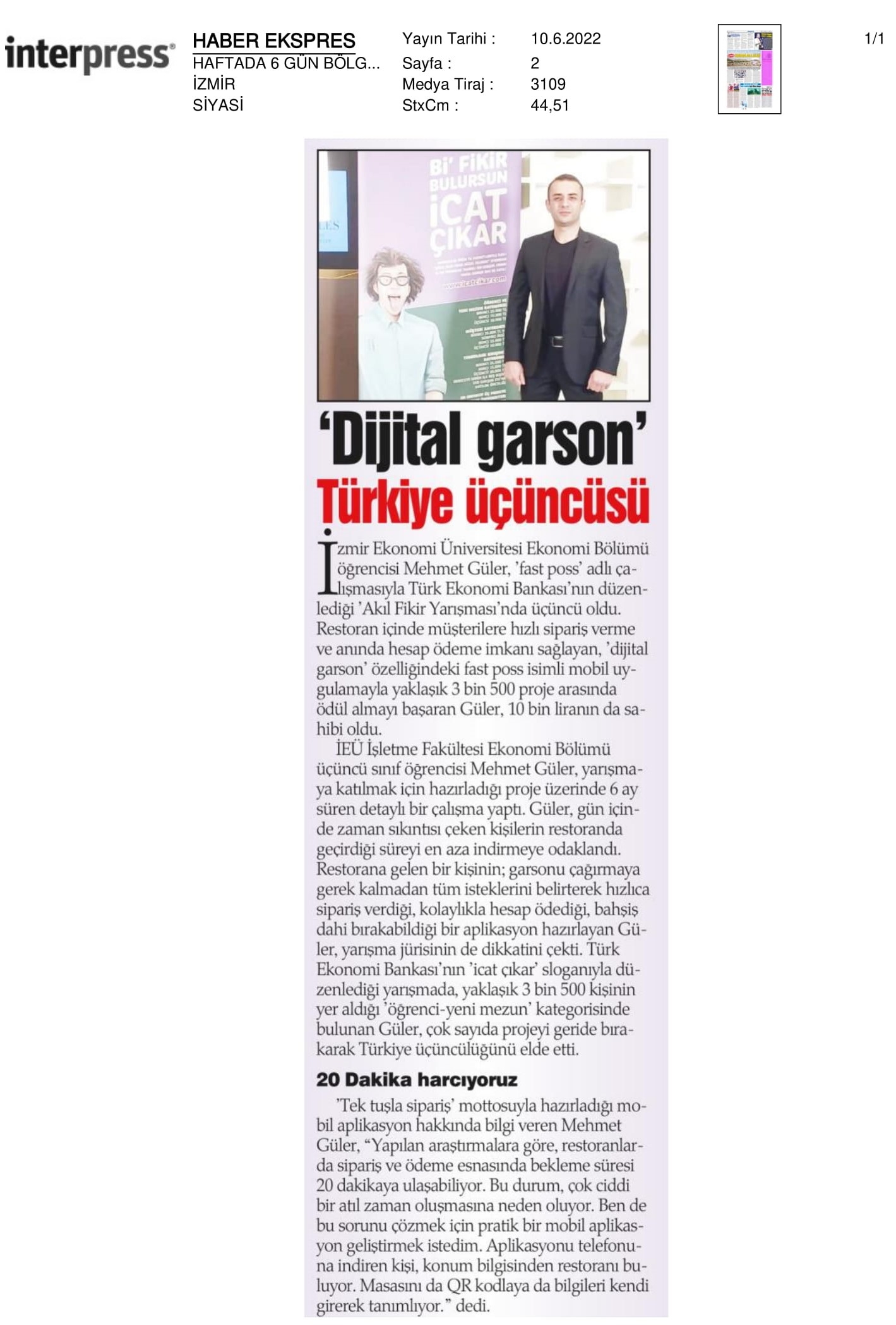 ‘Dijital garson’ Türkiye üçüncüsü