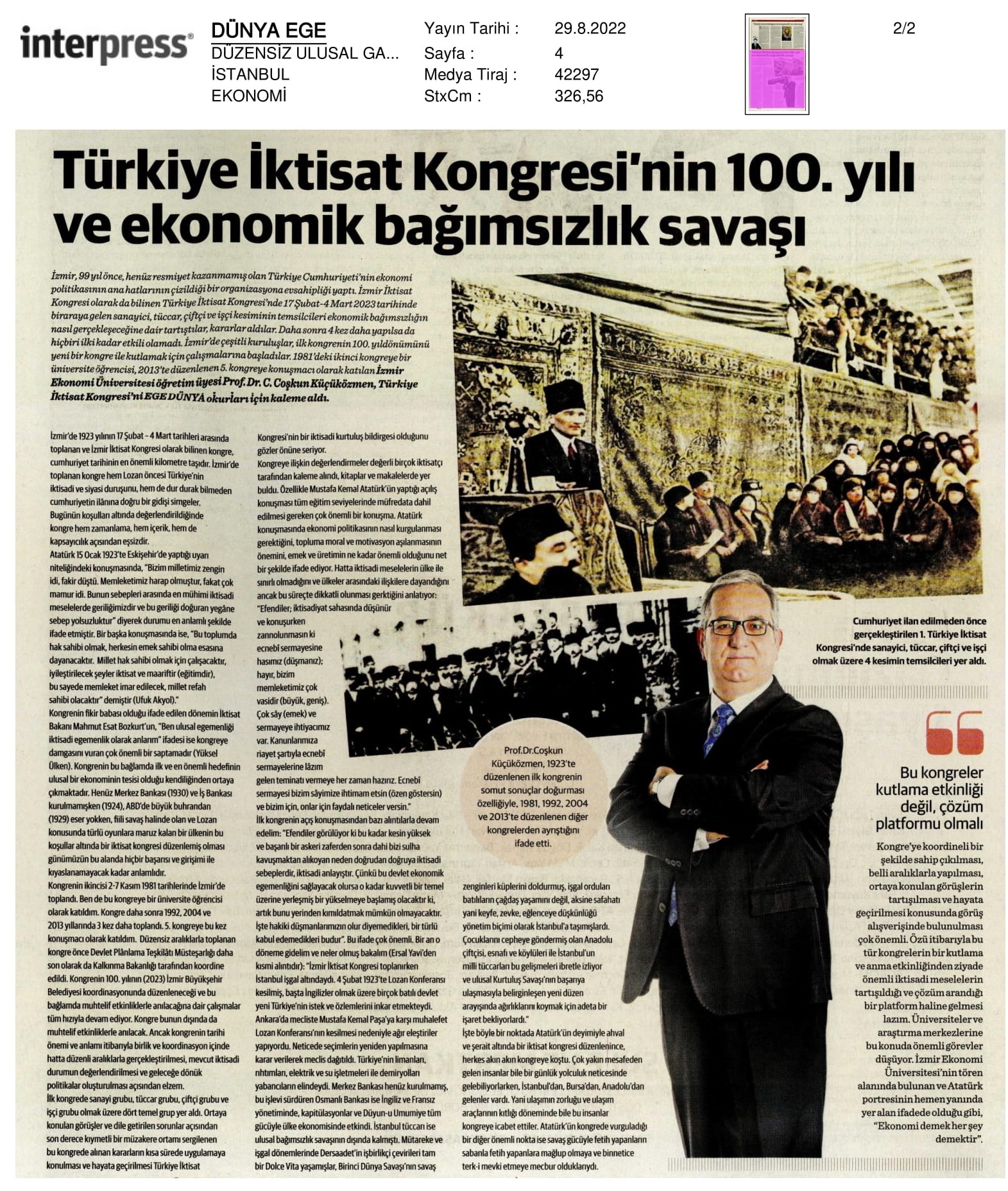 ‘Tarihi dönüm noktası: İzmir İktisat Kongresi’
