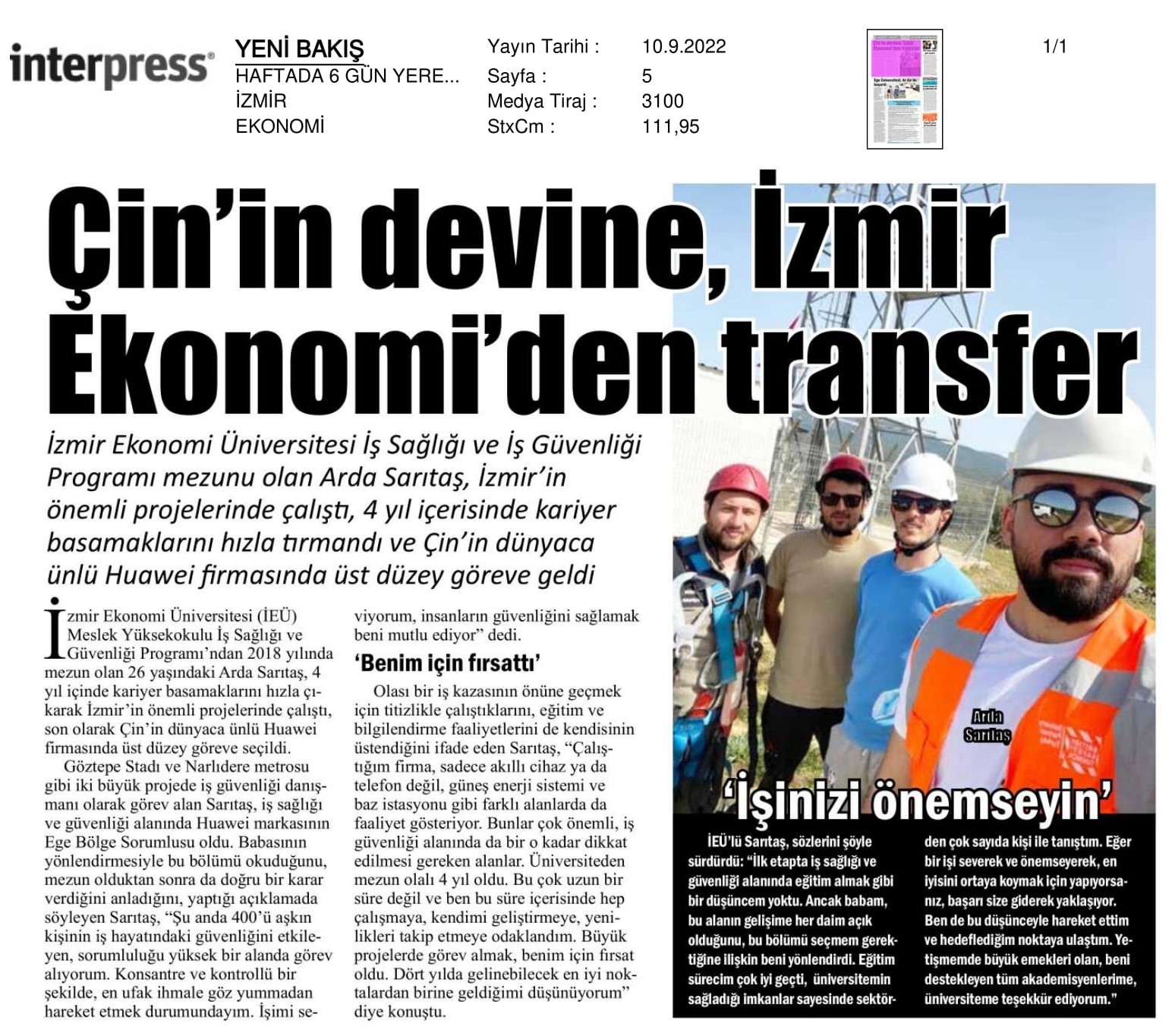 İzmir Ekonomi’den 'Çin devine’ transfer