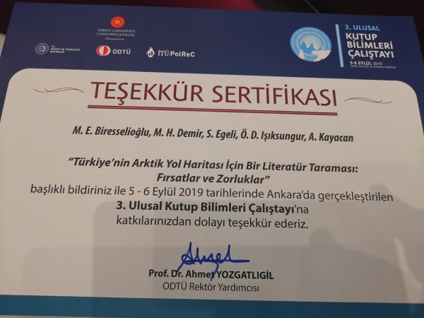 Sıtkı Egeli and Efe Biresselioğlu served upon the "3rd National Polar Science Workshop"