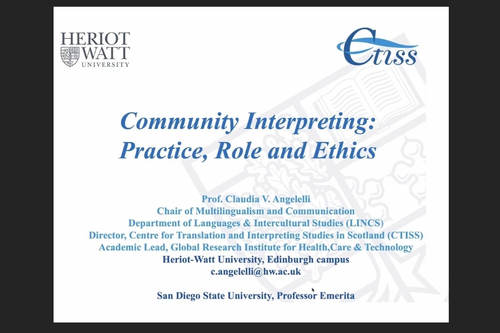  IUE Department of English Translation and Interpreting hosted Prof. Dr. Claudia V. Angelelli in the webinar titled "Community Interpreting: Practice and Ethics".