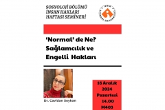 Sosyoloji Bölümü İnsan Hakları Haftası Semineri Dr. Cavidan Soykan: “‘Normal’ de Ne? Sağlamcılık ve Engelli Hakları”