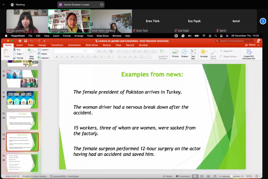 IUE Department of English Translation and Interpreting hosted Asst. Prof. Jasmin E. Duraner in the webinar titled "Reframing Translation: Gender, Language and Feminist Practices"