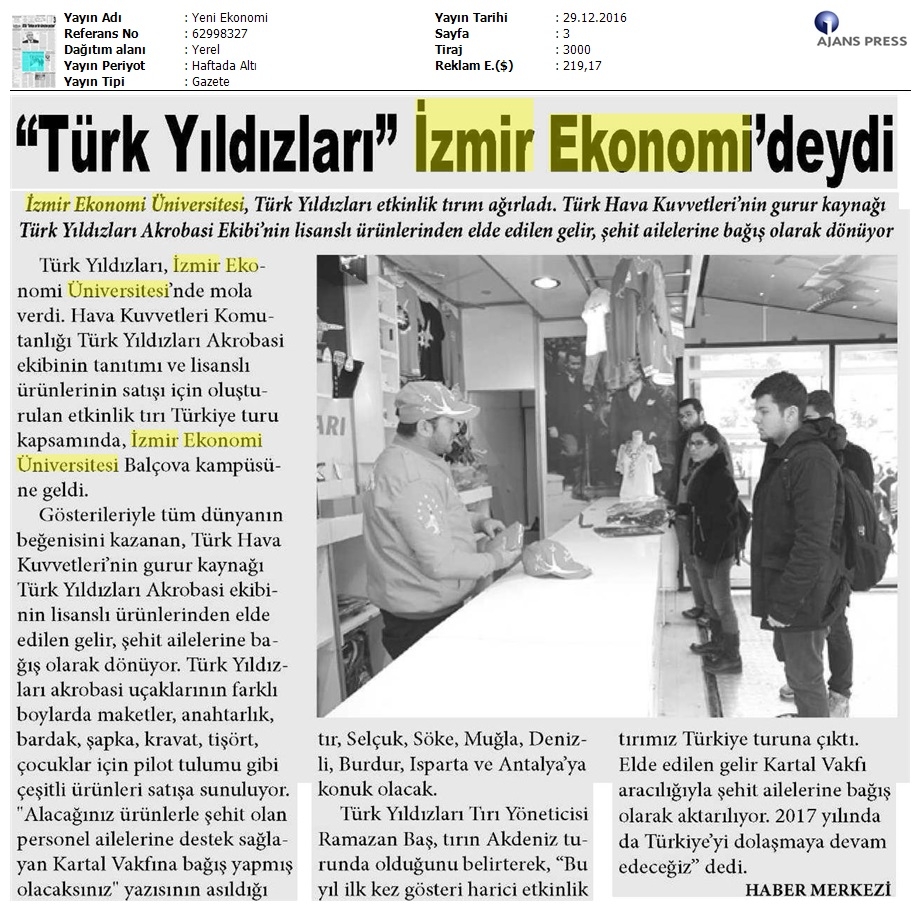 Türk Yıldızları, İzmir Ekonomi'deydi