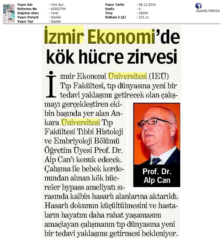 İzmir Ekonomi'de kök hücre zirvesi