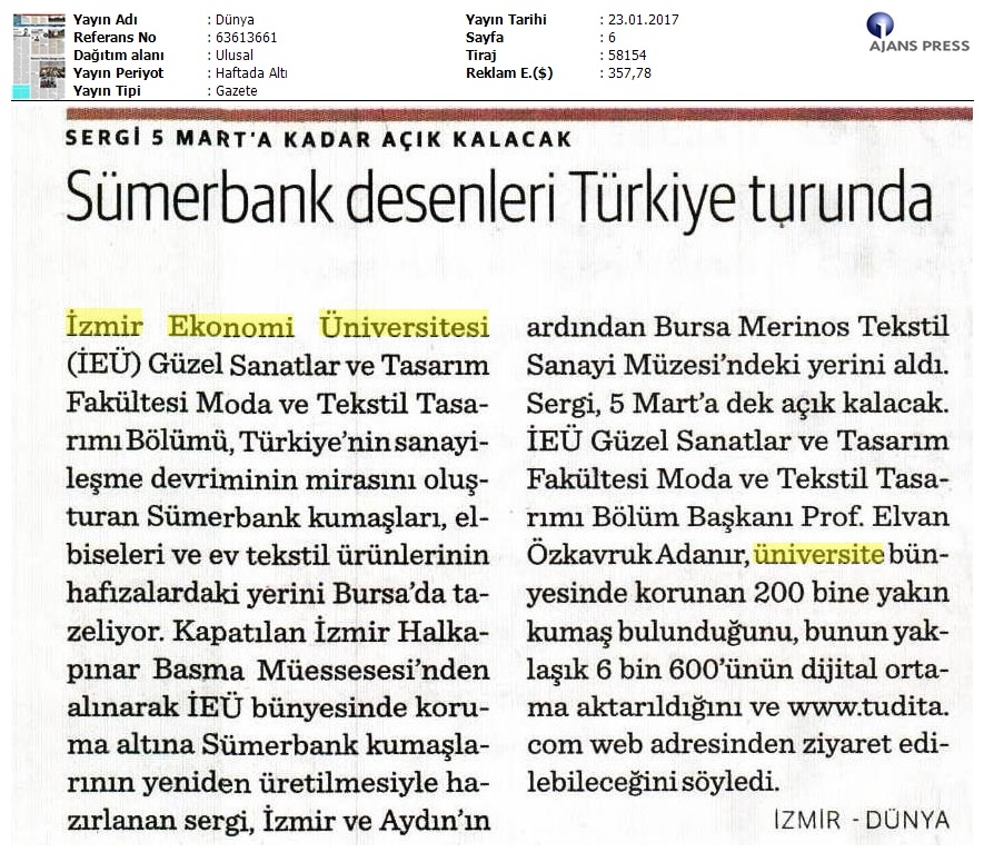 Sümerbank desenleri Türkiye turunda