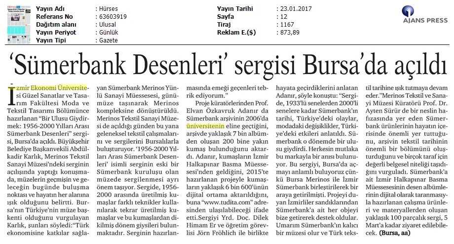 Sümerbank desenleri sergisi Bursa'da açıldı