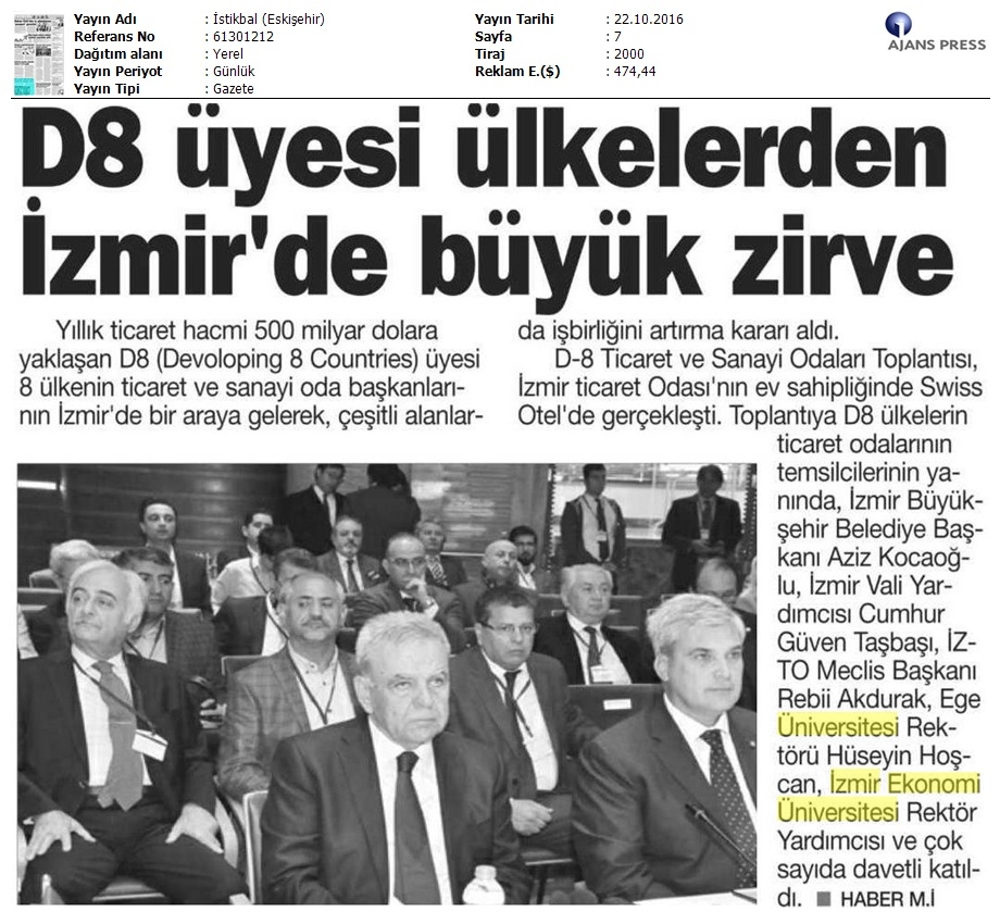 D8 üyesi ülkelerden İzmir'de büyük zirve