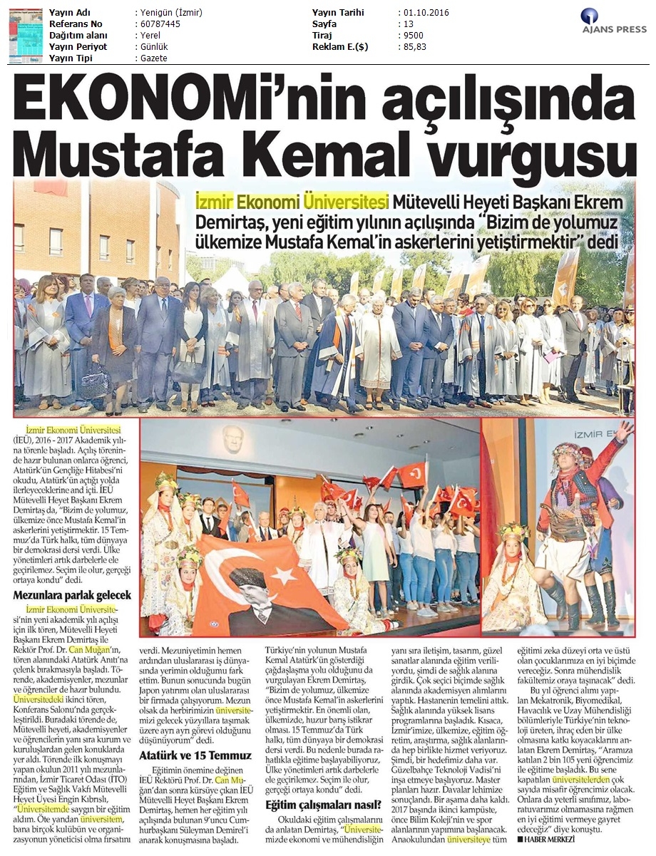 Ekonomi'nin açılışında Mustafa Kemal vurgusu