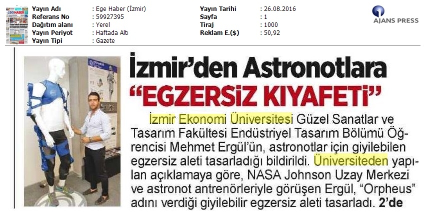 İzmir'den astronotlara "Egzersiz Kıyafeti"