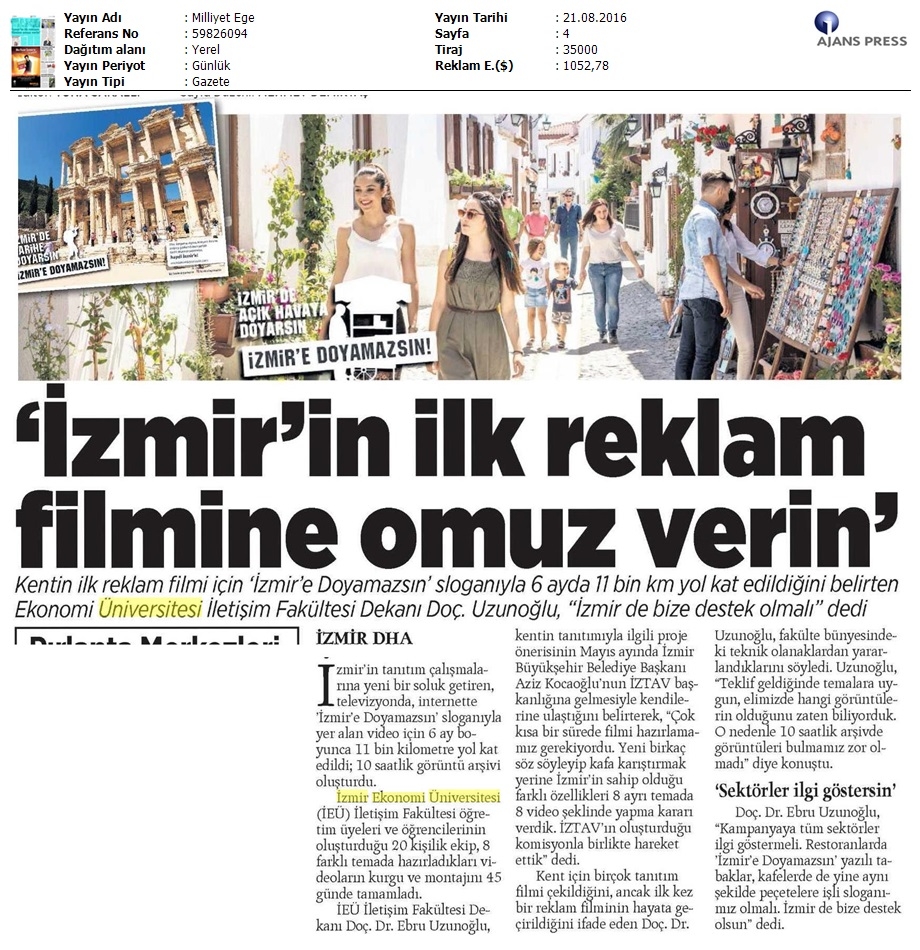 "İzmir'in ilk reklam filmine omuz verin"
