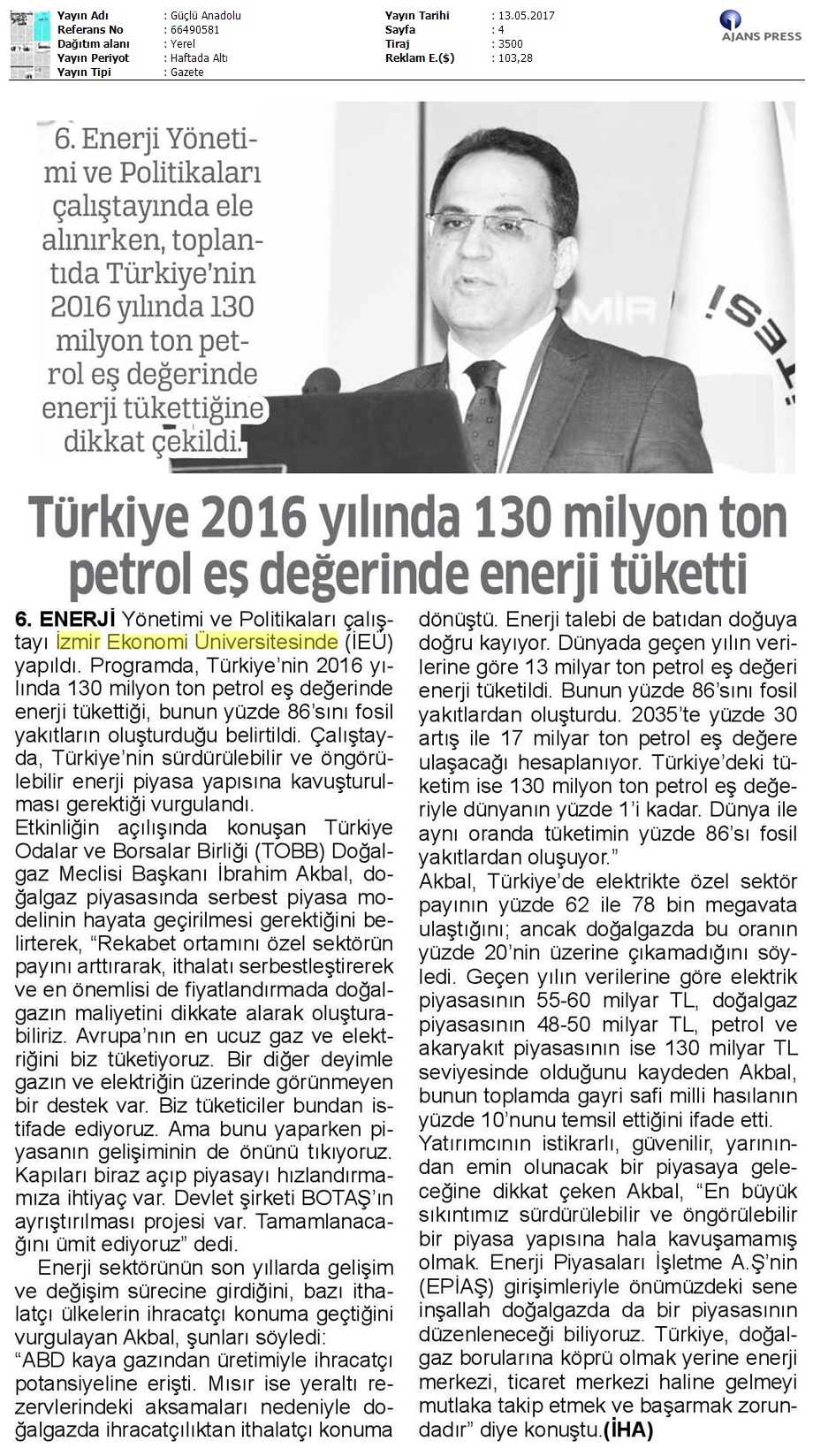 Türkiye 130 milyon ton petrol değerinde enerji tüketti