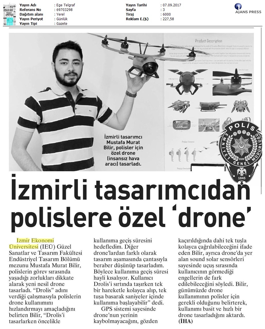 İzmirli tasarımcıdan polislere özel 'drone'