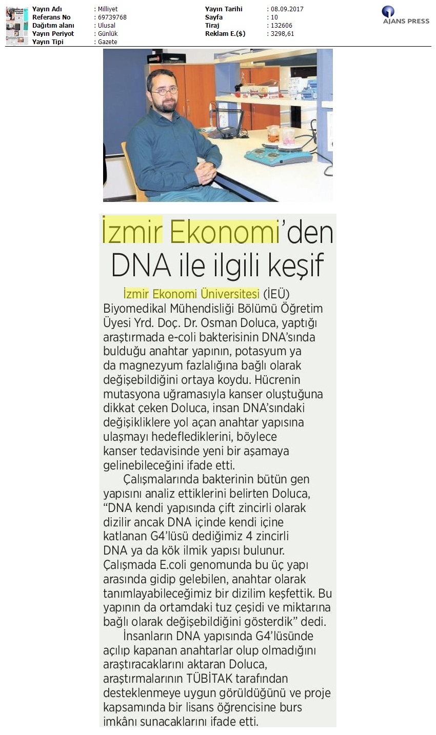İzmir Ekonomi'den DNA ile ilgili keşif