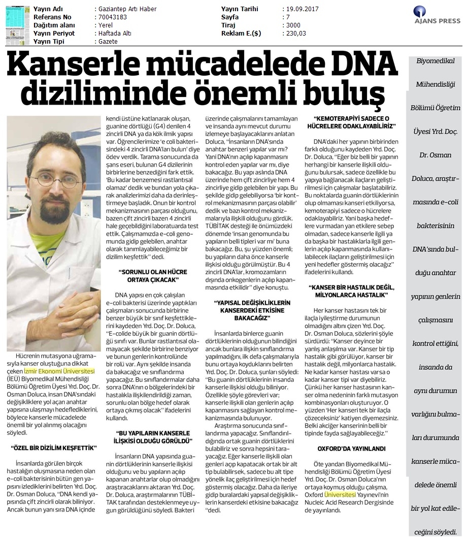 Kanserle mücadelede DNA diziliminde önemli buluş