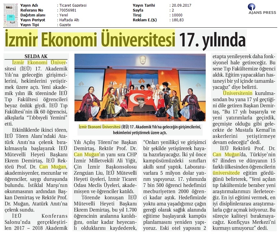 İzmir Ekonomi Üniversites 17. yılında