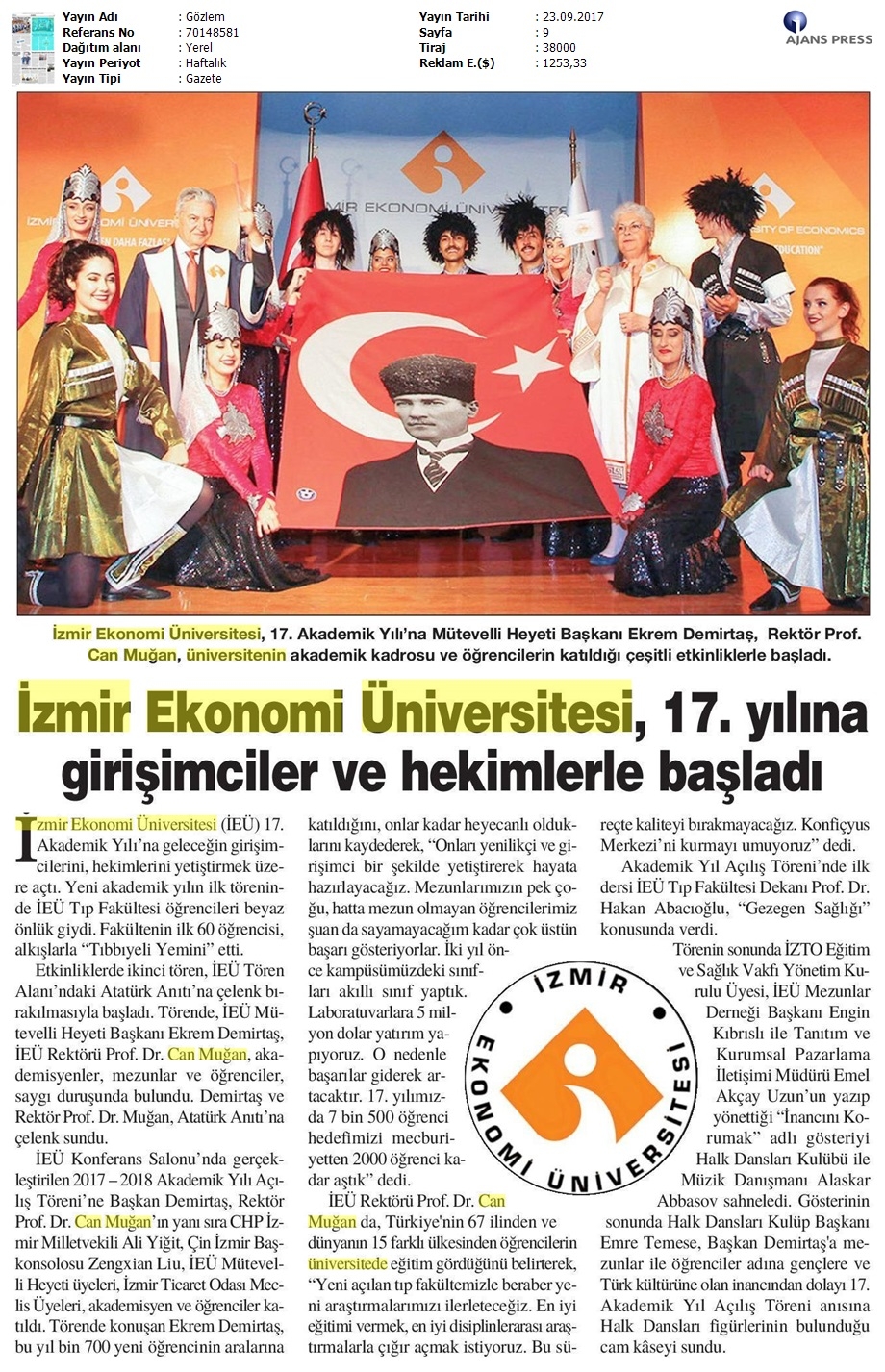 İzmir Ekonomi Üniversitesi 17. yılına girişimciler ve hekimlerle başladı