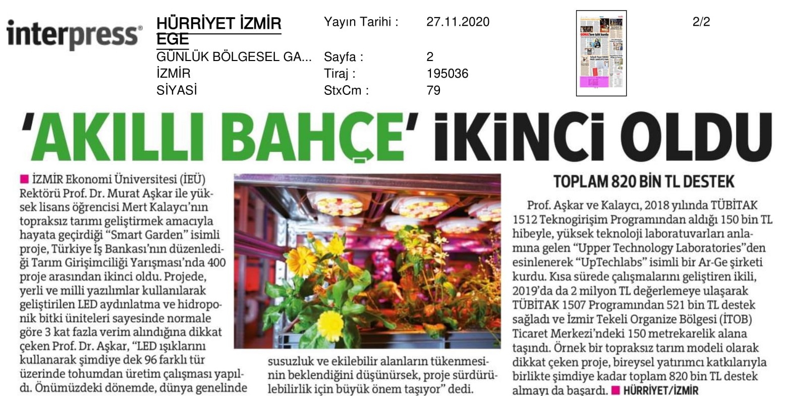 'Akıllı bahçe' Türkiye ikincisi