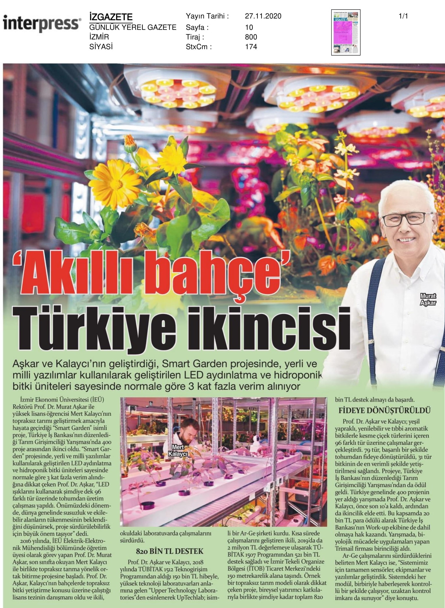'Akıllı bahçe' Türkiye ikincisi