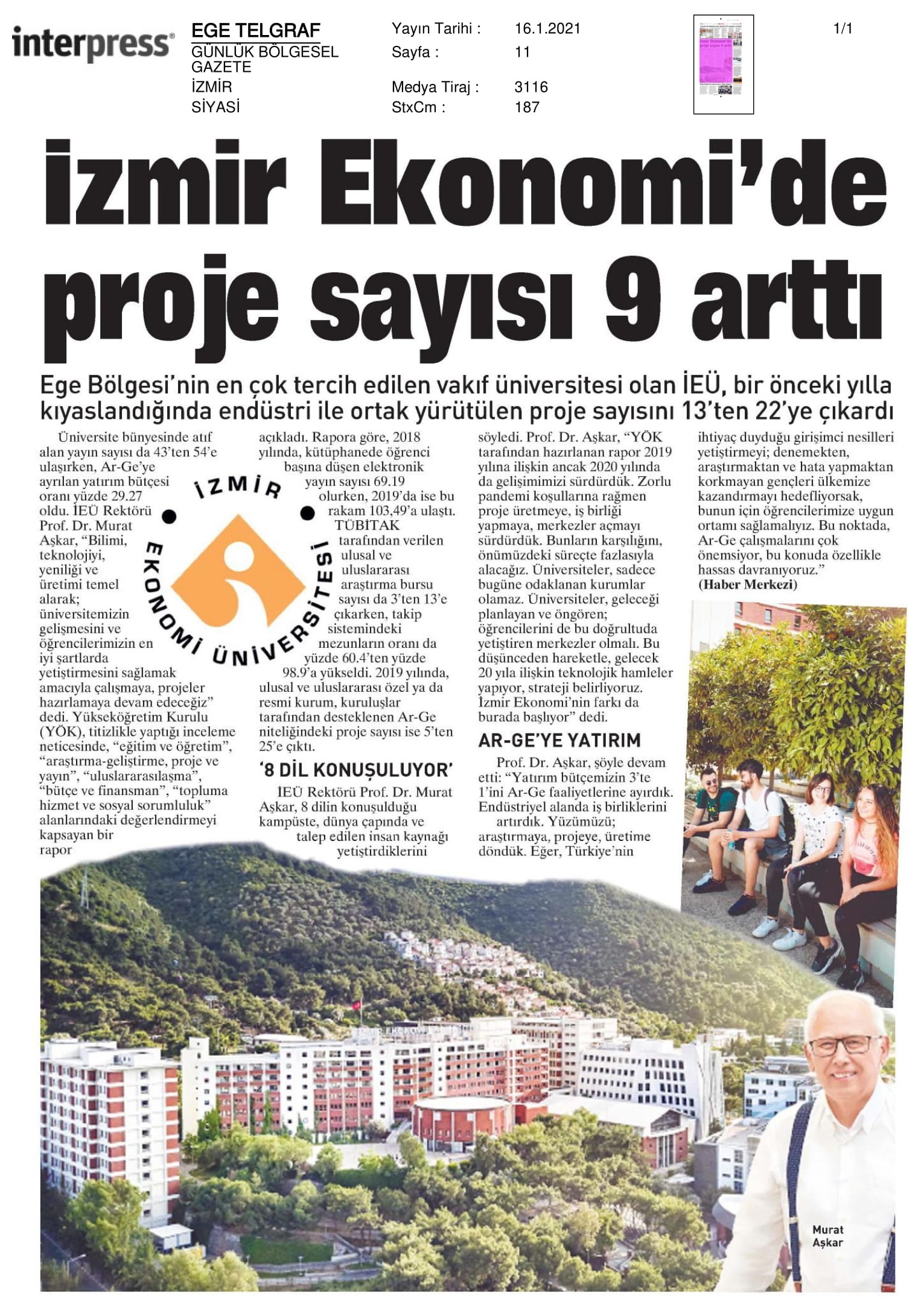 İzmir Ekonomi’de Ar-Ge ve proje çağı