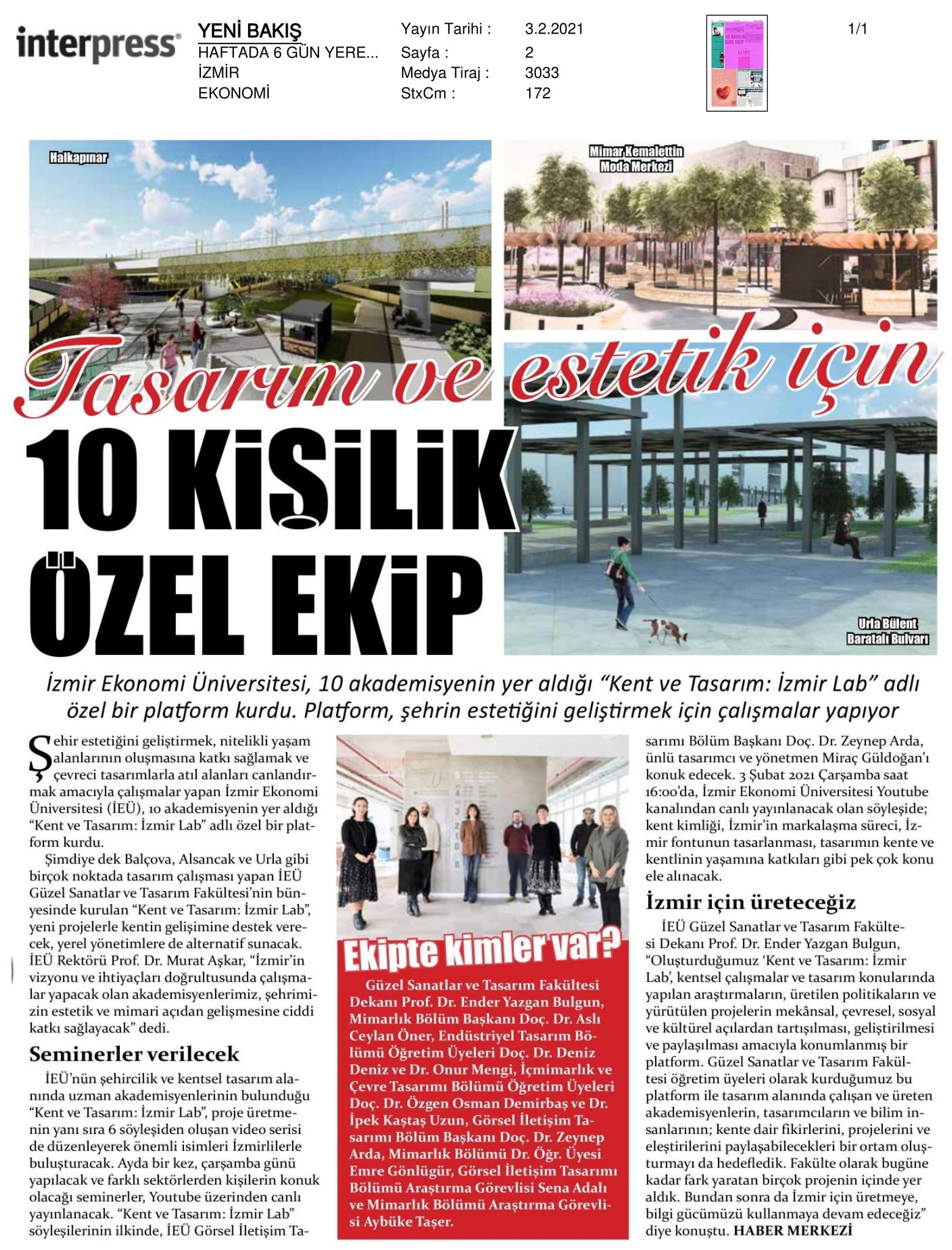 Tasarım ve estetik için ‘Kent ve Tasarım: İzmir Lab’