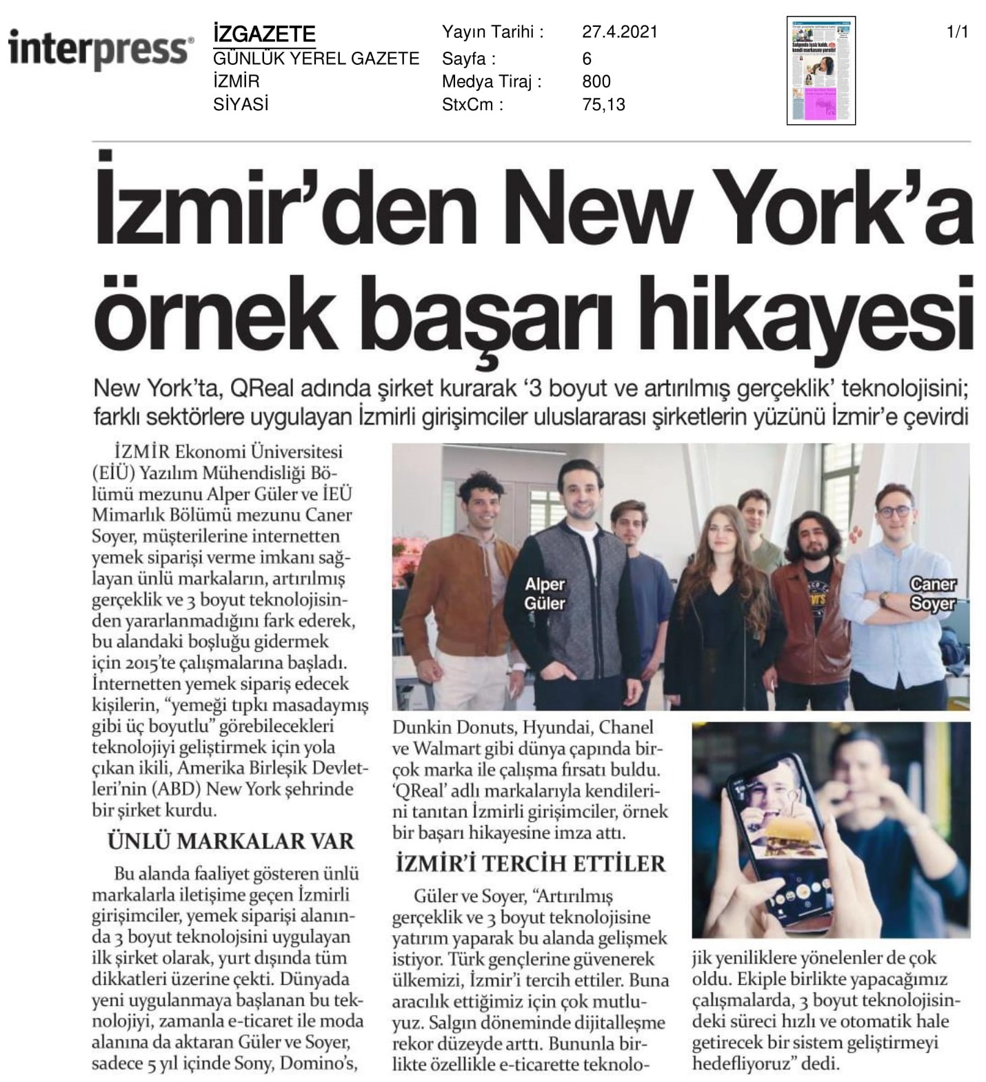 İzmir’den New York’a uzanan '3 boyutlu’ başarı