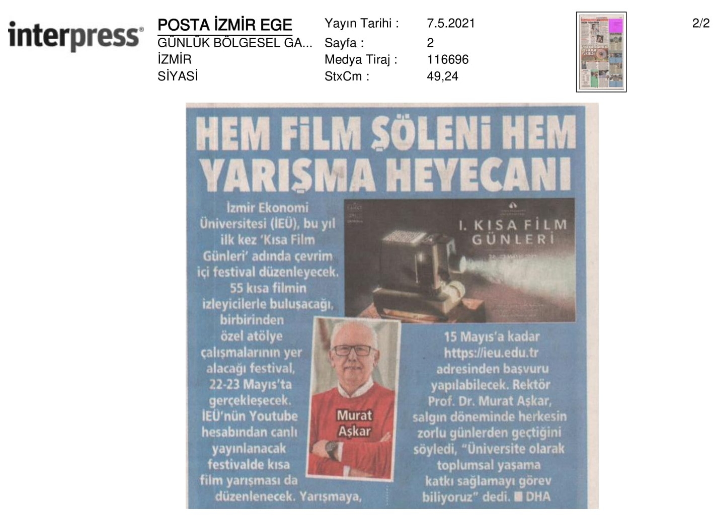 İzmir’den Türkiye’ye ‘kısa film’ festivali