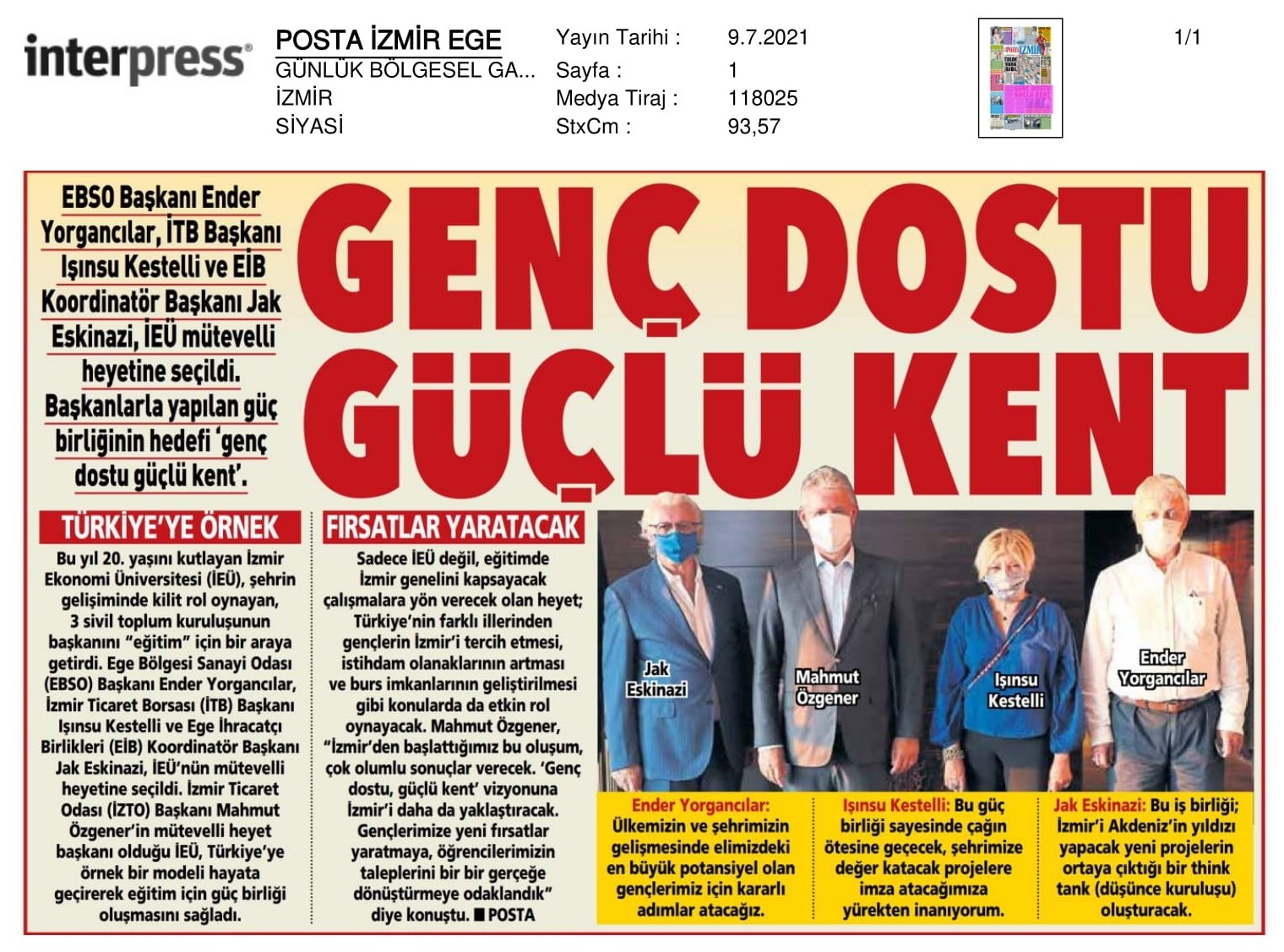 İzmir Ekonomi’de ‘başkanlarla’ güç birliği
