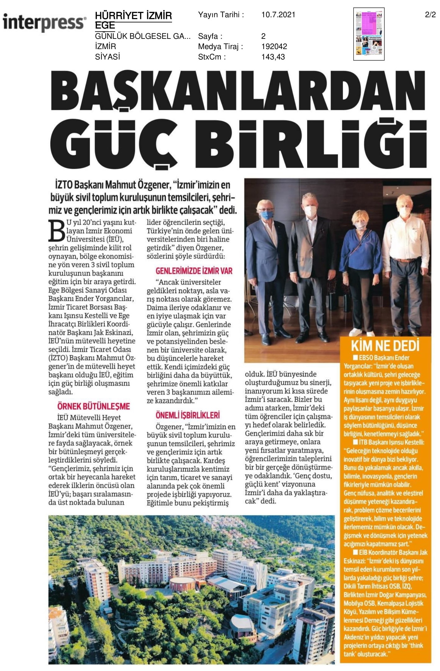 İzmir Ekonomi’de ‘başkanlarla’ güç birliği