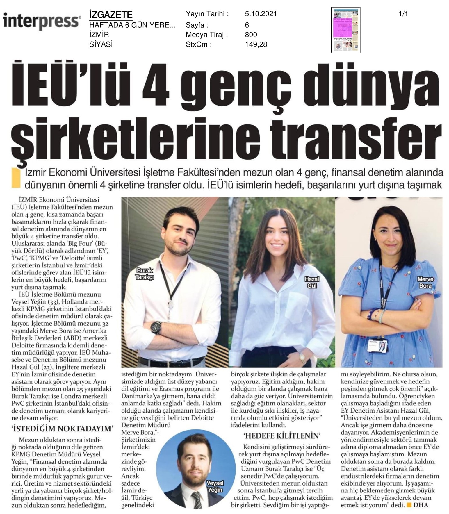 İzmir Ekonomi’den ‘4 Büyüklere’