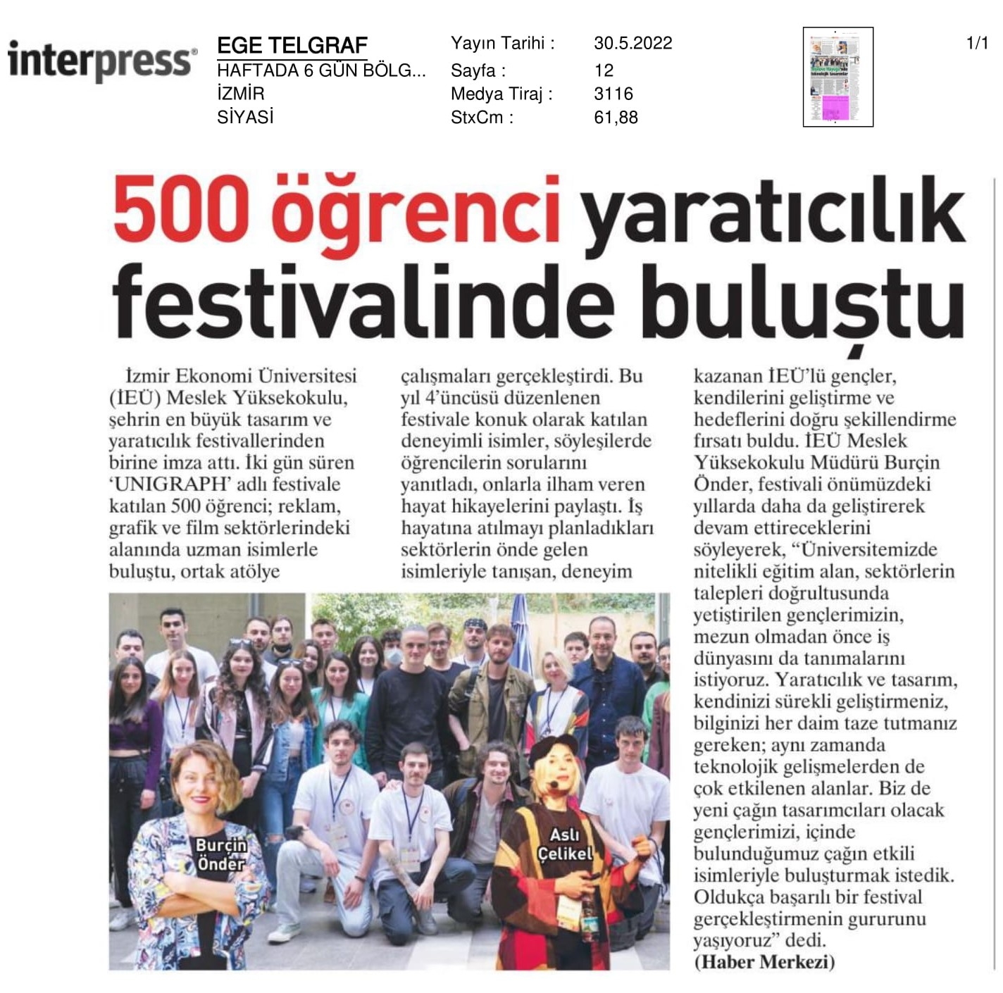 500 öğrenci ‘festival’de buluştu