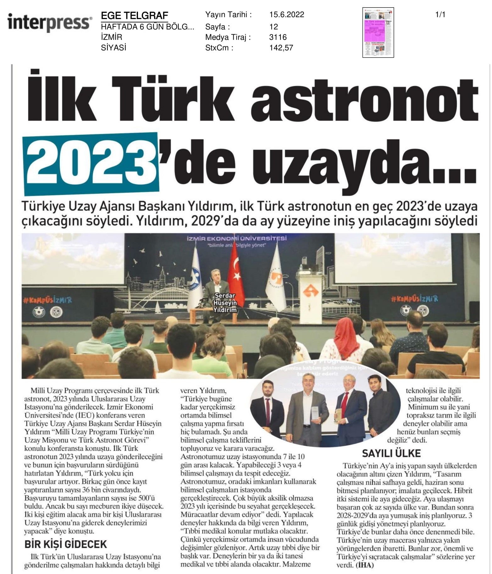 İzmir Ekonomi'de 'Türkiye'nin uzay hedefleri' konuşuldu