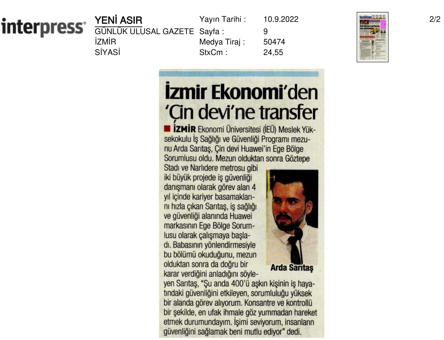İzmir Ekonomi’den 'Çin devine’ transfer