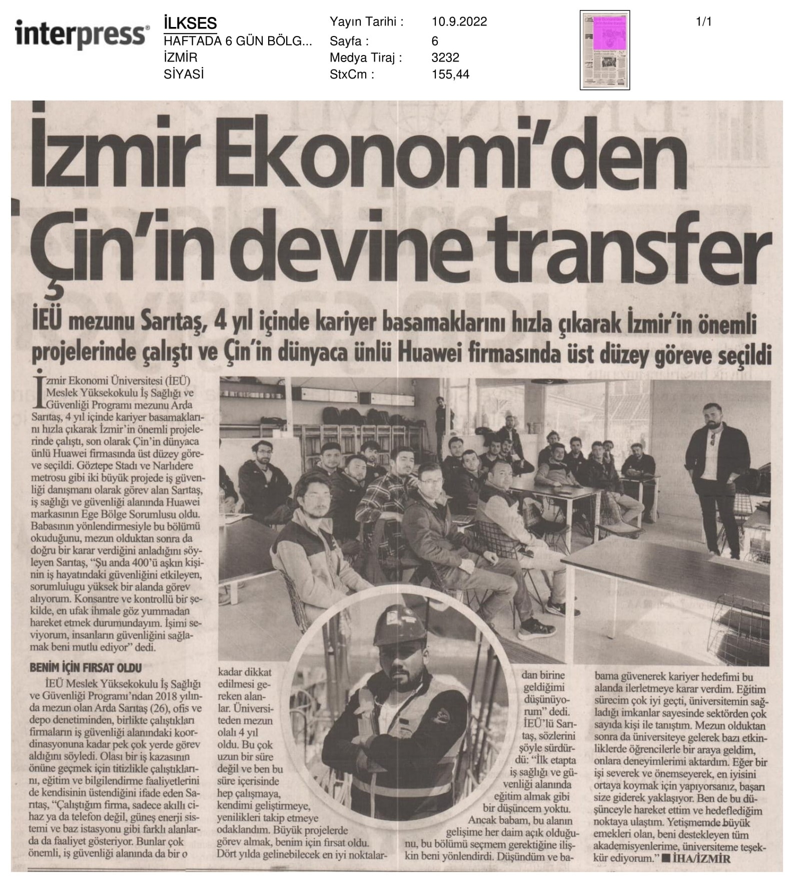 İzmir Ekonomi’den 'Çin'in devine’ transfer
