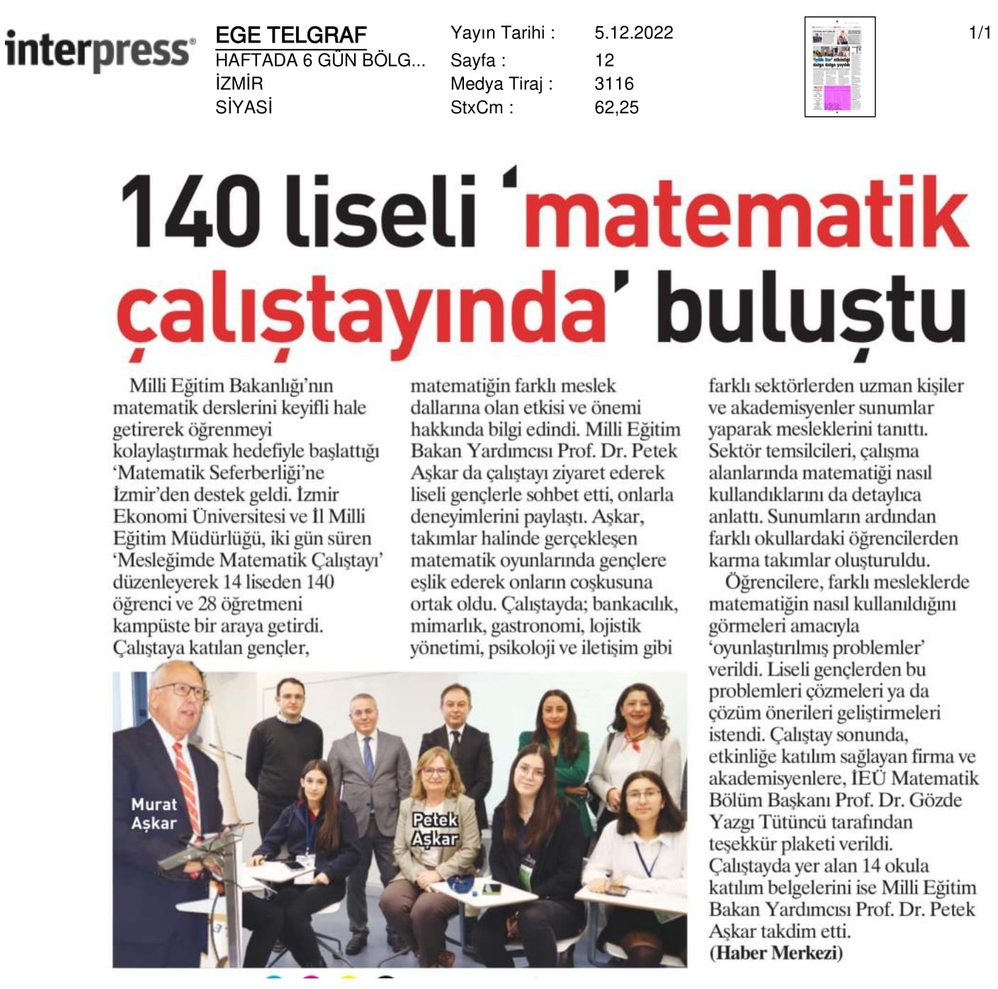 İzmir Ekonomi’de 48 saatlik ‘matematik’ maratonu