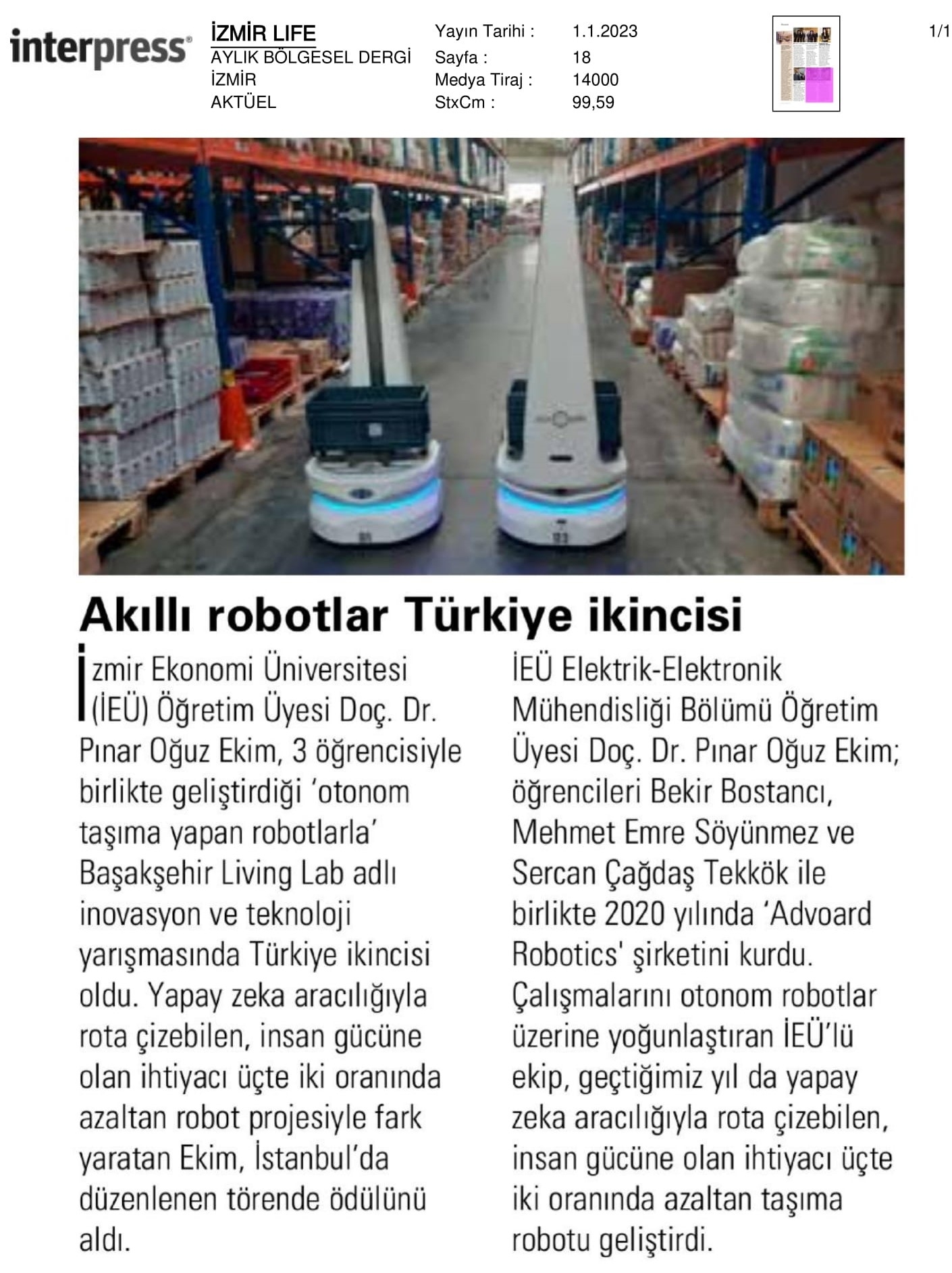 Akıllı Robotlar Türkiye İkincisi