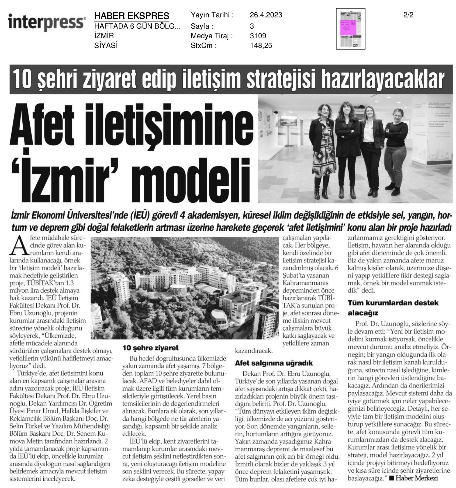 Afet İletişimine ‘İzmir’ Modeli