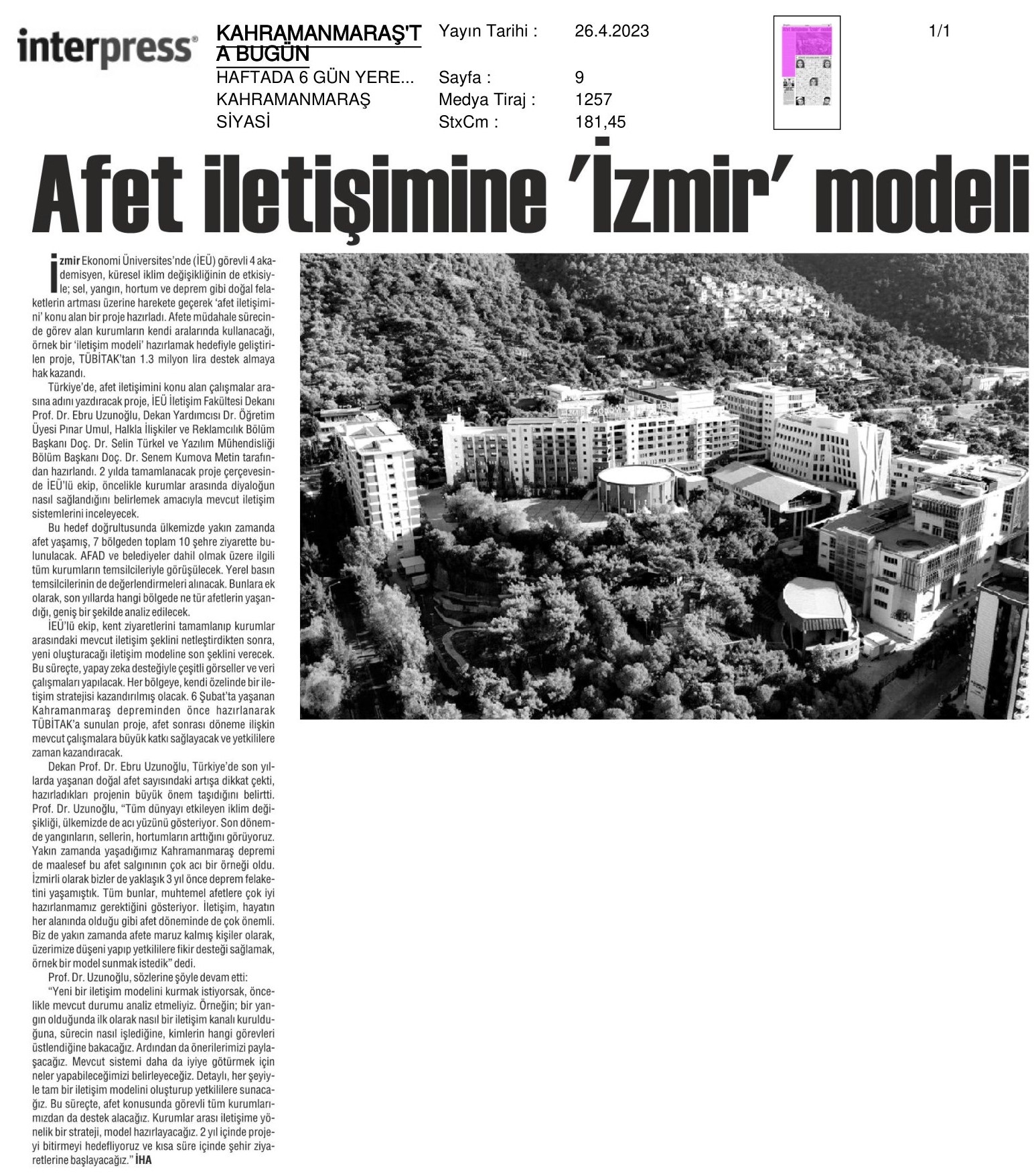 Afet İletişimine ‘İzmir’ Modeli