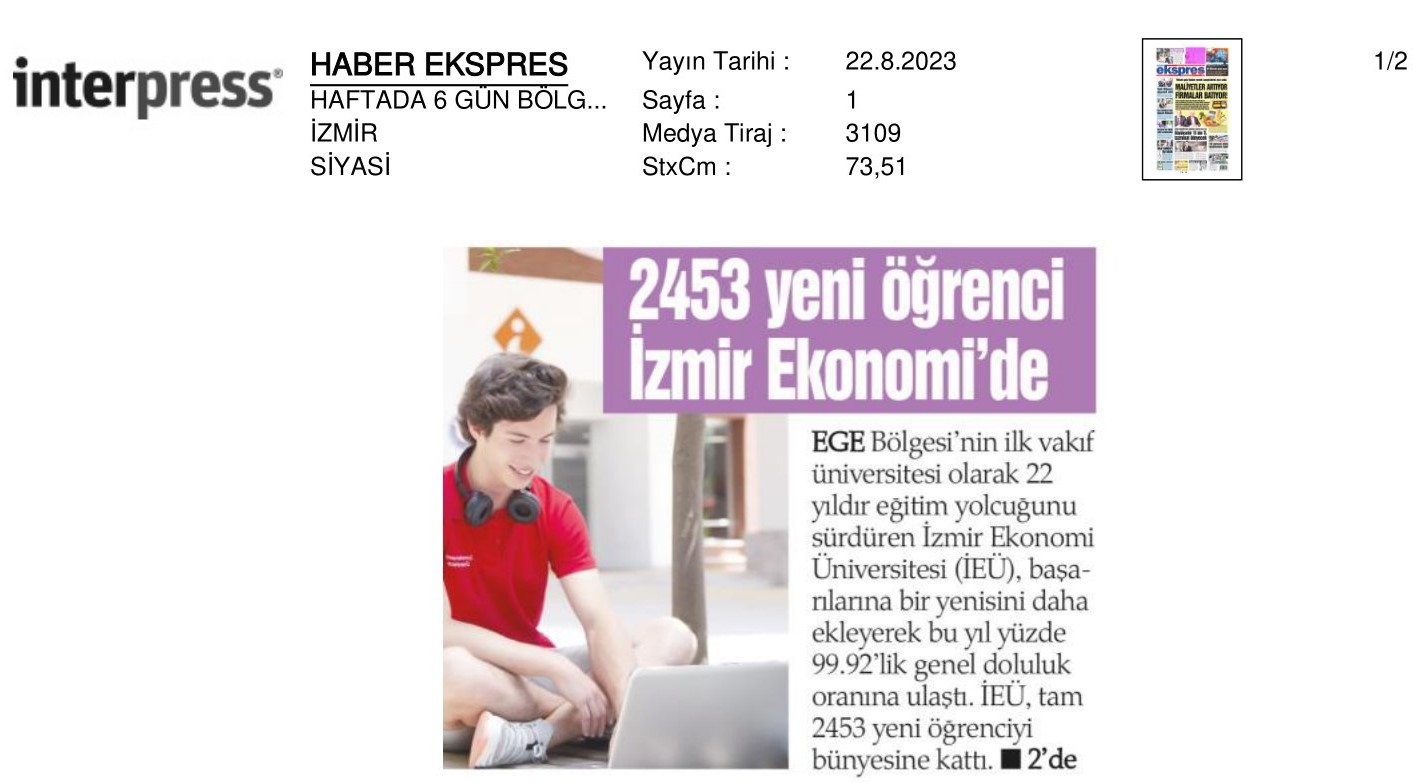 Gençlerin Tercihi ‘İzmir Ekonomi’