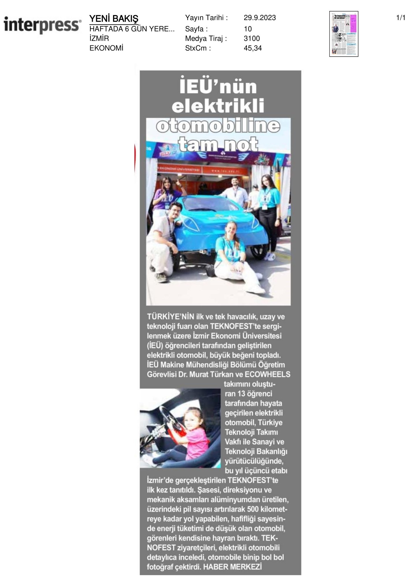 TEKNOFEST’e 'İzmir Ekonomi' Damgası